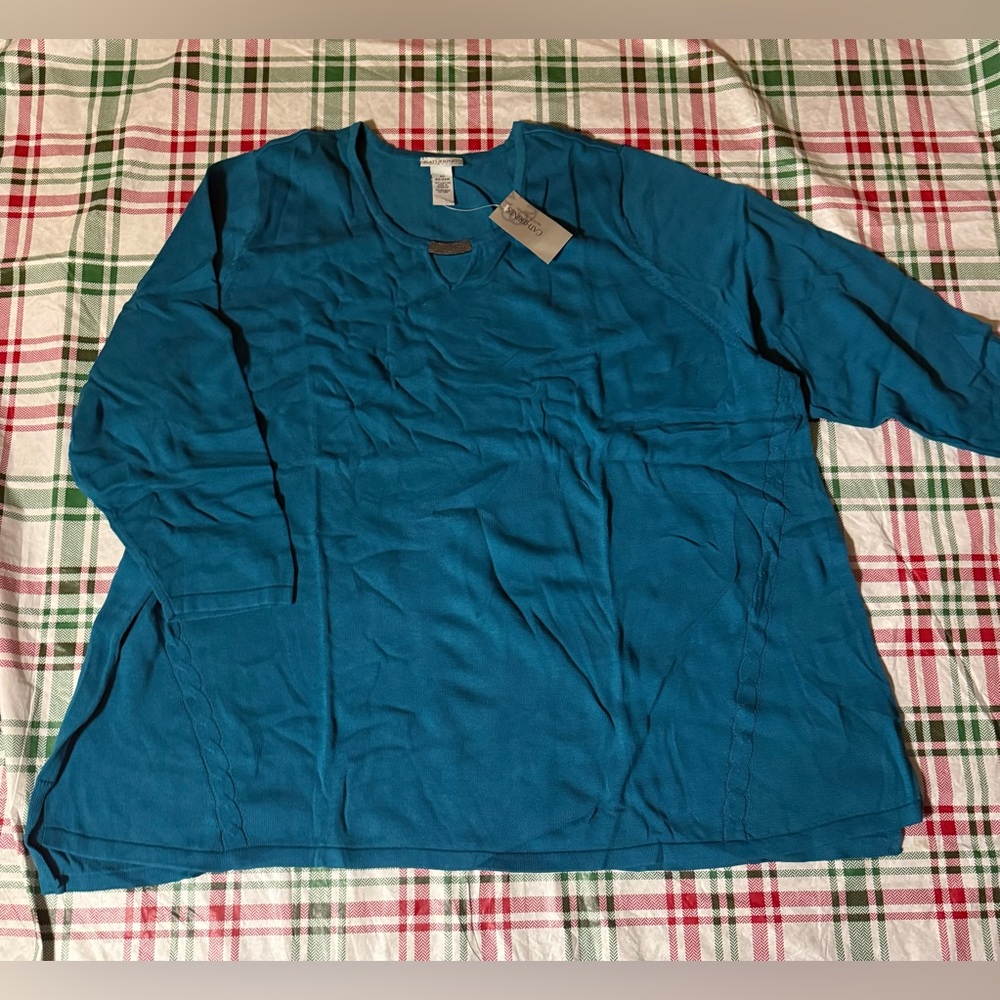 Catherine’s Women’s Plus Size Shirt Long Sleeves 4X 30/32W Blue Nwt